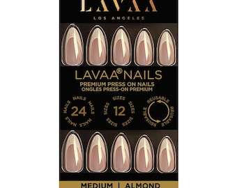 CHROME FRENCH Press-On Nails by Lavaa Beauty |  Medium Almond French tip & Pearly Chrome Finish