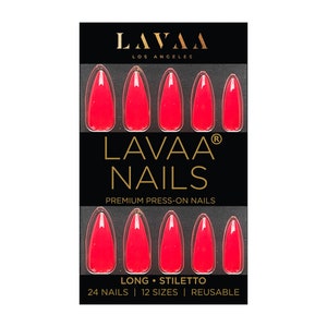 TUTTI FRUTTI Press-On Nails | Glossy Hot Red Long Stiletto Nails | Salon Quality & Reusable | Lavaa Beauty