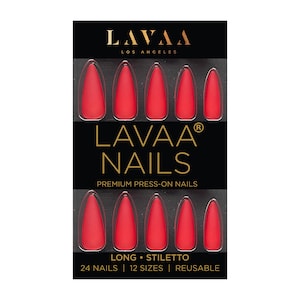 RED SOLE Press-On Nails | Matte Red Long Stiletto Nails | Salon Quality & Reusable | Lavaa Beauty
