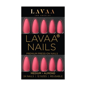 BLUSHED LOVE Press-On Nägel | Mittlere Mandel Lebendiges Rosa Nägel | Salonqualität und Wiederverwendbar | Lava Schönheit