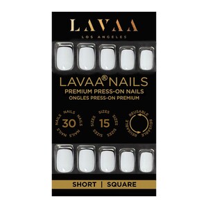 CLASSIC WHITE Press-On Nägel | Kurze quadratische glänzende weiße Nägel | Salonqualität und Wiederverwendbar | Lava Schönheit