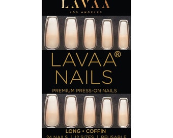 OMBRE FRENCH Press-On Nails | Long Coffin Ombre French Tip | Salon Quality & Reusable | Lavaa Beauty