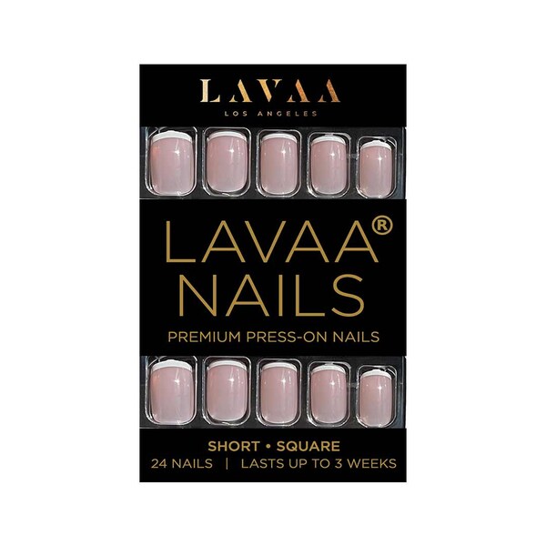 NATURAL FRENCH Press-On Nails | Short Square Thin French Tip Nails | Salon Quality & Reusable | Lavaa Beauty