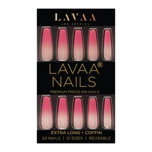 BUBBLEGUM FRENCH Press-On Nails | Pink Ombre French | Extra Long Coffin Nails | Lavaa Beauty