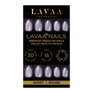 LILAC ROUND Press-On Nails | Shimmery Lilac Short Rounded Nails | Reusable | Lavaa Beauty