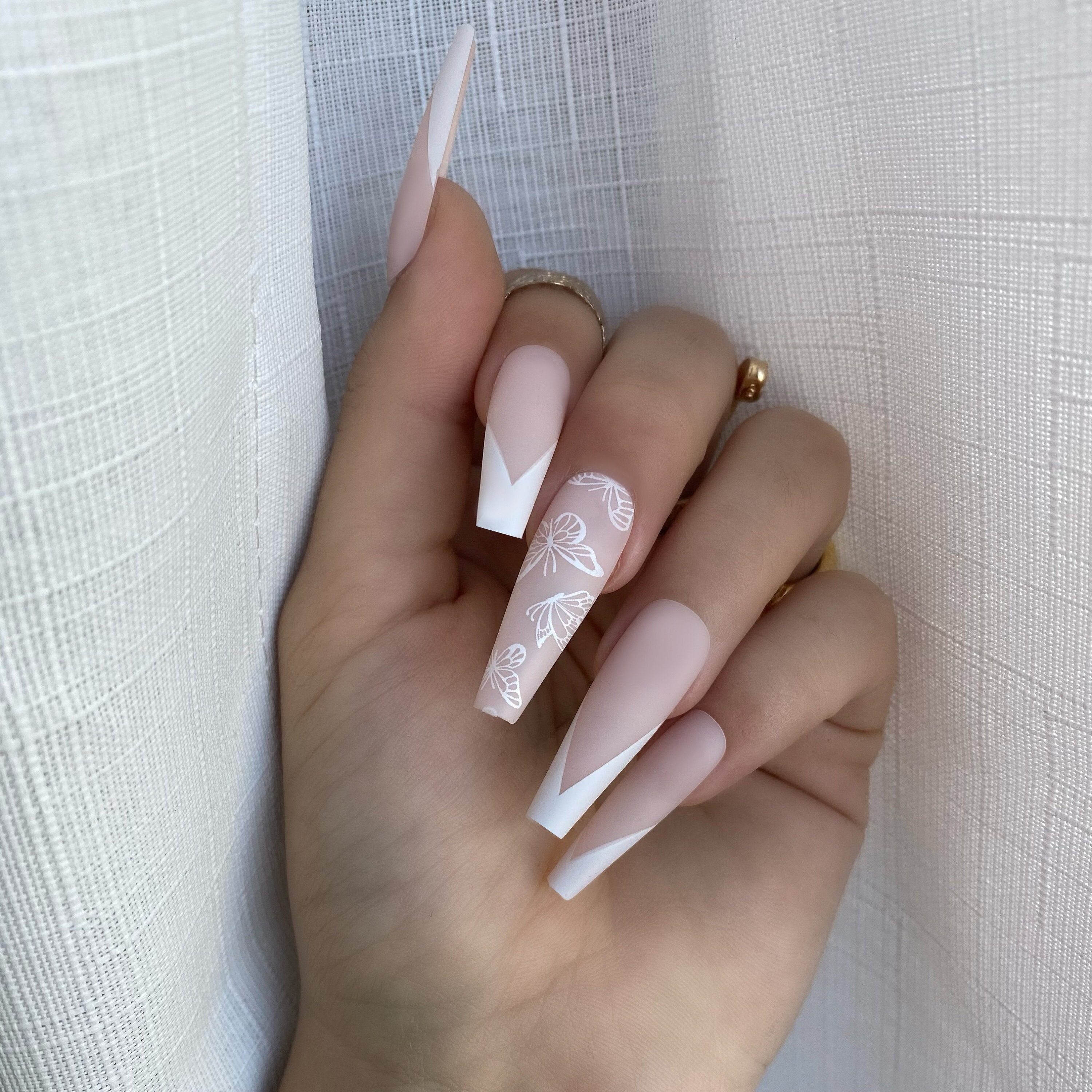 Coffin french nails - Etsy México