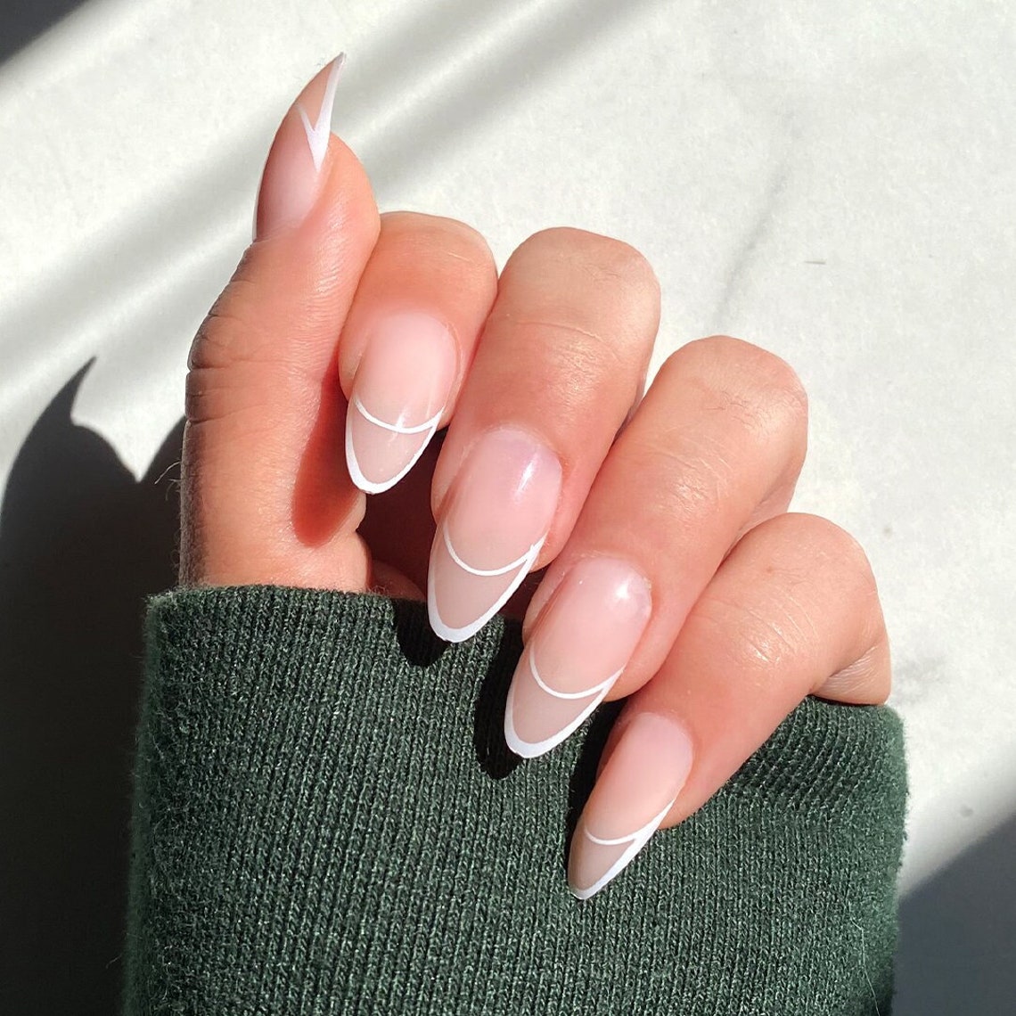 White Lies Press on Nails Almond Shape Medium Length - Etsy