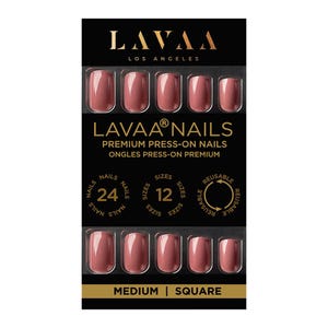 COFFEE DATE Press-On Nails | Medium Square Glossy Nude-Brown Nails | Salon Quality & Reusable | Lavaa Beauty