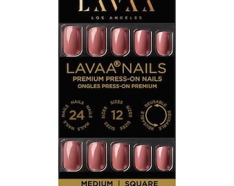COFFEE DATE Press-On Nails | Medium Square Glossy Nude-Brown Nails | Salon Quality & Reusable | Lavaa Beauty