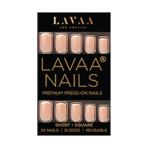 NATURAL FRENCH Press-On Nails | Short Square Thin French Tip Nails | Salon Quality & Reusable | Lavaa Beauty