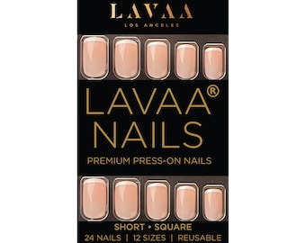 NATURAL FRENCH Press-On Nails | Short Square Thin French Tip Nails | Salon Quality & Reusable | Lavaa Beauty