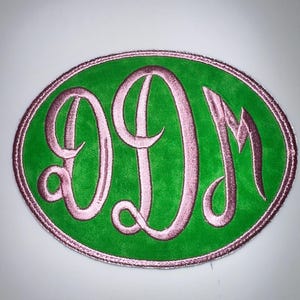 JUMBO Monogrammed Iron-on Patch - Pink/Green Cotton Patch