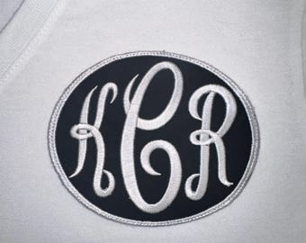 JUMBO Monogrammed Iron-on Patch - White on Black