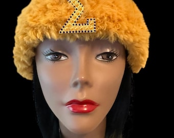Gold Fur Crochet Headband/Ear warmer NOTE: Brooch/pin pictured is not included.