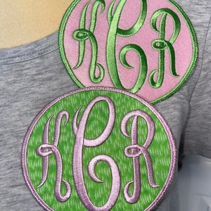 JUMBO Monogrammed Iron-on Patch - Pink/Green designs