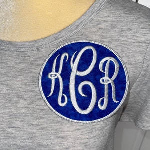 JUMBO Monogrammed Iron-on Patch - Royal Blue/White