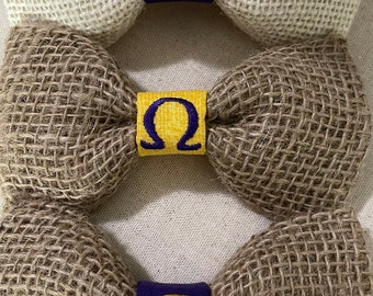 Burlap Omega Fraternity Bow tie