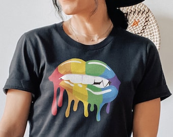 Shirt Rainbow Lips Pride, LHBTQ-T-shirt Love Is Love