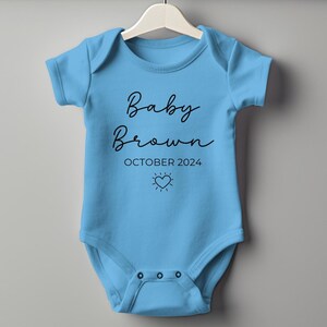 Custom Announcement Baby Onesie®, Personalized Baby Bodysuit, Coming Soon Onesie®, Personalized Last Name, Personalized Baby Onesie®