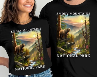Smoky Mountains National Park North Carolina, Camping T-Shirt, Camping Sweatshirt, Mountain Sweater, Outdoor Gift, Nature Tee, Brown Bear