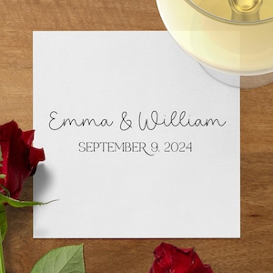 Personalized Wedding Napkins, Custom Event Napkins, Wedding Date Napkins, Beverage and Luncheon Sizes, Names and Dates Napkins