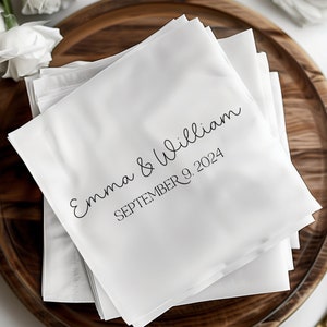 Aangepaste bruiloft servetten, gepersonaliseerde servetten voor evenementen, elegante feestservetten, servetten met monogram, aangepaste datumservetten