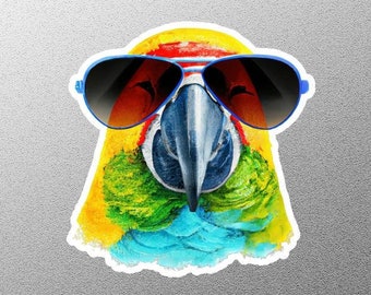 Parrot Face Sticker, Parrot Sticker, Cute Parrot Sticker, Parrot Lover Sticker, Parrot with Glasses Sticker, Cool Parrot Sticker