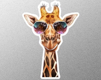 Adesivo de rosto de girafa, adesivo de girafa, adesivo de girafa fofo, adesivo de amante de girafa, adesivo de girafa com óculos, adesivo de girafa legal