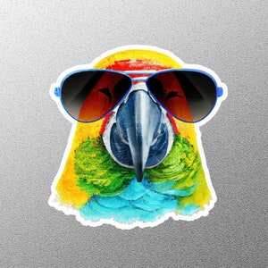 Parrot Face Sticker, Parrot Sticker, Cute Parrot Sticker, Parrot Lover Sticker, Parrot with Glasses Sticker, Cool Parrot Sticker