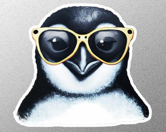 Penguin Face Sticker, Penguin Sticker, Cute Penguin Sticker, Penguin Lover Sticker, Penguin with Glasses Sticker, Cool Penguin Sticker