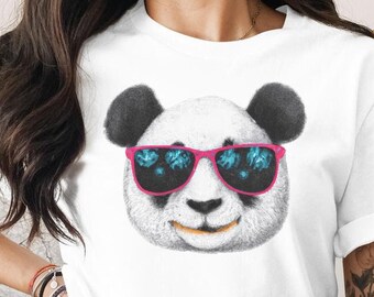 Panda Gesicht Shirt, Panda Shirt, Süßes Panda Shirt, Panda Liebhaber T-Shirt, Panda mit Brille Shirt, Lustiges Panda Shirt, Cooles Panda Shirt