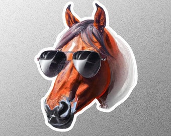 Horse Face Sticker, Horse Sticker, Cute Horse Sticker, Horse Lover Sticker, Horse with Glasses Sticker, Cool Horse Sticker