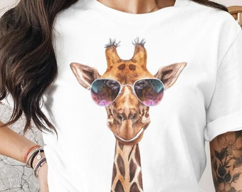 Giraffe Face Shirt, Giraffe Shirt, Cute Giraffe Shirt, Giraffe Lover T-Shirt, Giraffe With Glasses Shirt, Funny Giraffe Tee, Watercolor