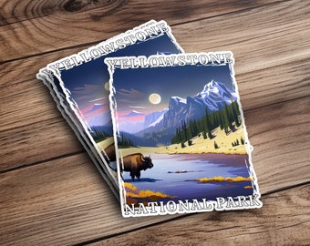 Etiqueta engomada del parque nacional de Yellowstone, etiqueta de Yellowstone, etiqueta del coche de Yellowstone, etiqueta engomada del campista
