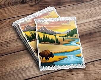 Pegatinas del Parque Nacional de Yellowstone, pegatinas de Yellowstone, calcomanías del Parque Nacional de Yellowstone, regalo de Yellowstone, calcomanía de viaje de Yellowstone
