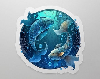 Vissen Dierenriem Sticker, Dierenriem Stickers, Dierenriem Zeehonden, Vis Teken Sticker, Dierenriem Geschenken, Vissen Sticker