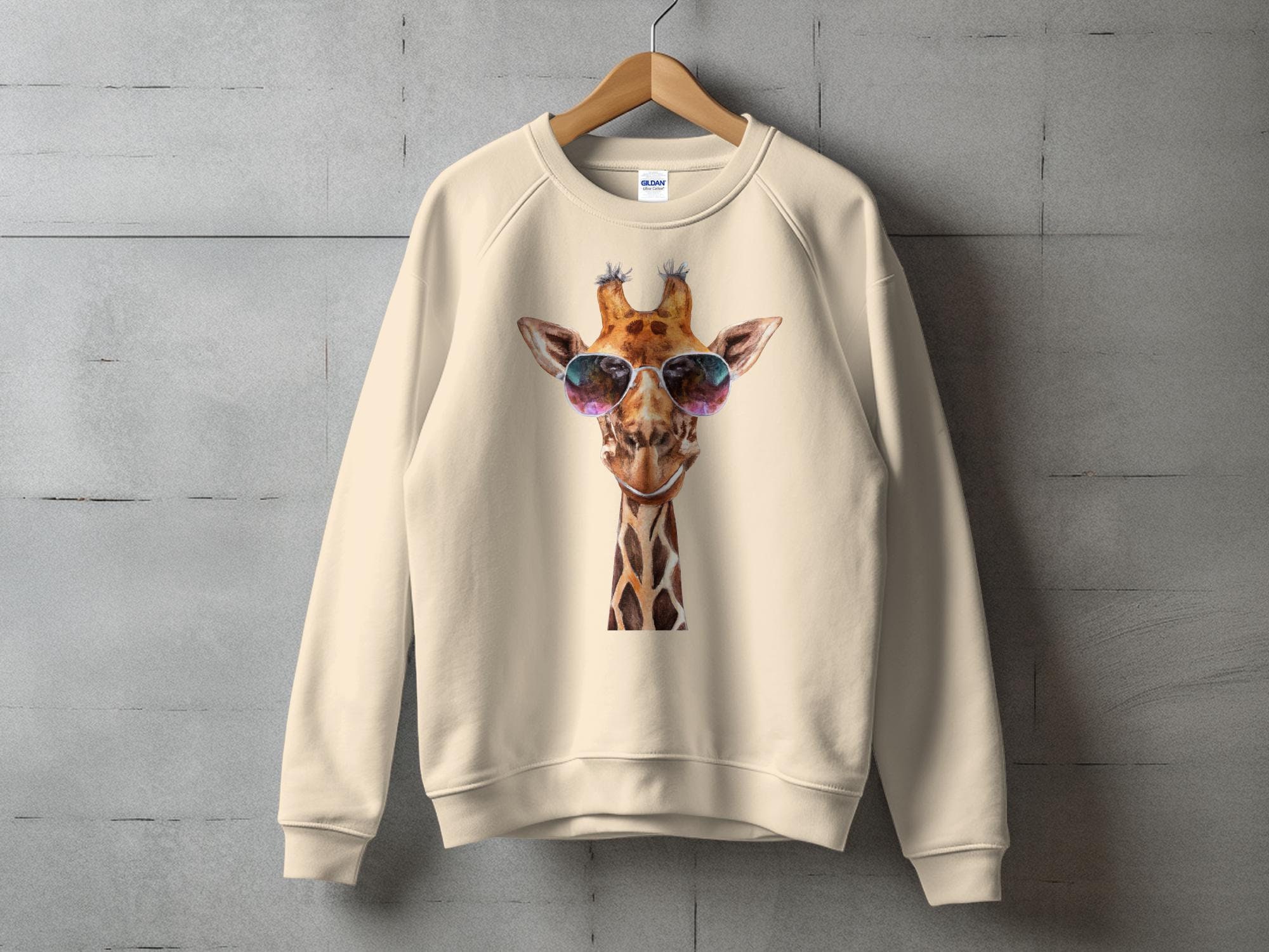 Sweat à Capuche Avec Effet Papier Déchiré Et Girafe En Lunettes De Soleil - Coupe Classique, 241 G, Design Original