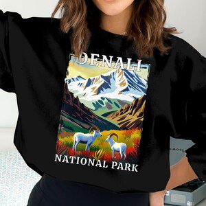 Parque Nacional Denali Alaska, camiseta de camping, sudadera de camping, suéter de montaña, regalo al aire libre, camiseta de la naturaleza, recuerdo de ovejas Denali Dall
