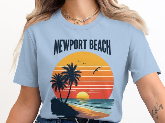 Newport Beach, Ca Sunset Retro T-Shirt Vintage Tee Newport Beach, Ca Sunset Retro T-Shirt Vintage Tee