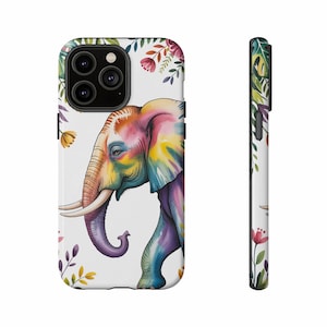 Colorful Elephant iPhone Case, Floral Design, Artistic Phone Cover, Trendy iPhone Accessory, Unique Gift Idea