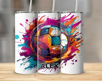 Personalisierter Fußballbecher, Sportbecher mit benutzerdefiniertem Namen, lebendiges Fußballgeschenk, einzigartiges Wertschätzung des Trainerteams, Fußballfan-Trinkgeschirr