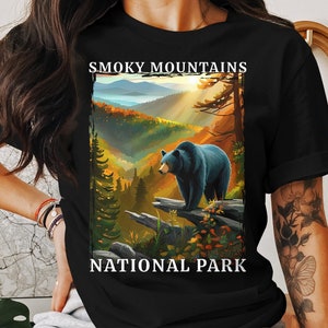 Smoky Mountains National Park North Carolina, Camping T-Shirt, Camping Sweatshirt, Mountain Sweater, Outdoor Gift, Nature Tee, Black Bear