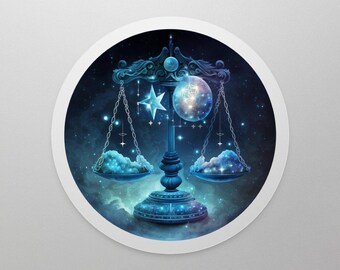 Autocollant du zodiaque Balance, symbole du zodiaque, cadeau sur le thème du zodiaque, cadeau de signe stellaire, autocollant de signe astrologique, décalcomanie de constellation astrologique, autocollant Balance