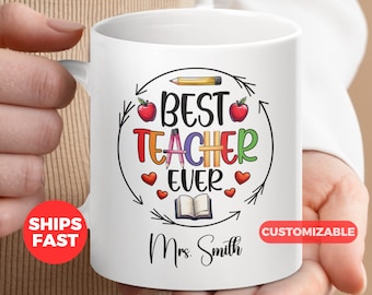 Bester Lehrer aller Zeiten, Lehreranerkennungsgeschenk, individuelle Lehrertasse, Lehrer-Dankeschön-Geschenk, personalisierte Lehrertasse, einzigartiger Lehrer