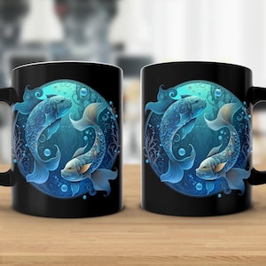 Pisces Zodiac Mug, Pisces Zodiac Gifts, Pisces Constellation Mug, Astrology Gifts for Astrology Lover, Coffee Mug, Black Mug