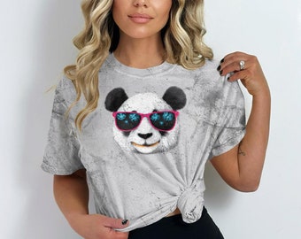 Panda Gesicht Shirt, Panda Shirt, Süßes Panda Shirt, Panda Liebhaber T-Shirt, Panda mit Brille Shirt, Lustiges Panda T-Shirt, Comfort Farben