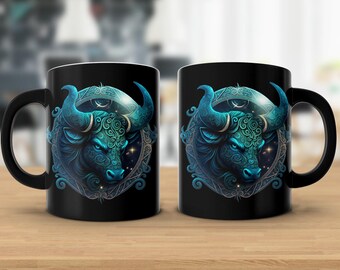 Taurus Zodiac Mug, Taurus Constellation Mug, Zodiac Constellation Coffee Mug, Taurus Gifts, Taurus Birthday Gift, Star Signs Mug, Black Mug