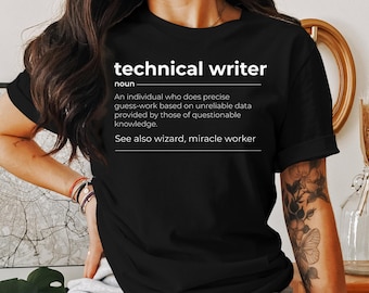 T-shirt scrittore tecnico, regalo scrittore tecnico, scrittura tecnica, camicia documentazione software, regalo documentazione, camicia definizione
