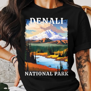 Parque Nacional Denali Alaska, camiseta de camping, sudadera de camping, suéter de montaña, regalo al aire libre, camiseta de la naturaleza, recuerdo de Denali