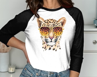 Leopard wearing Sunglasses T-Shirt, Graphic Tee, Animal Lover T-Shirt, Cute Mom Shirt, Animals T-Shirt, Animal Print Shirt